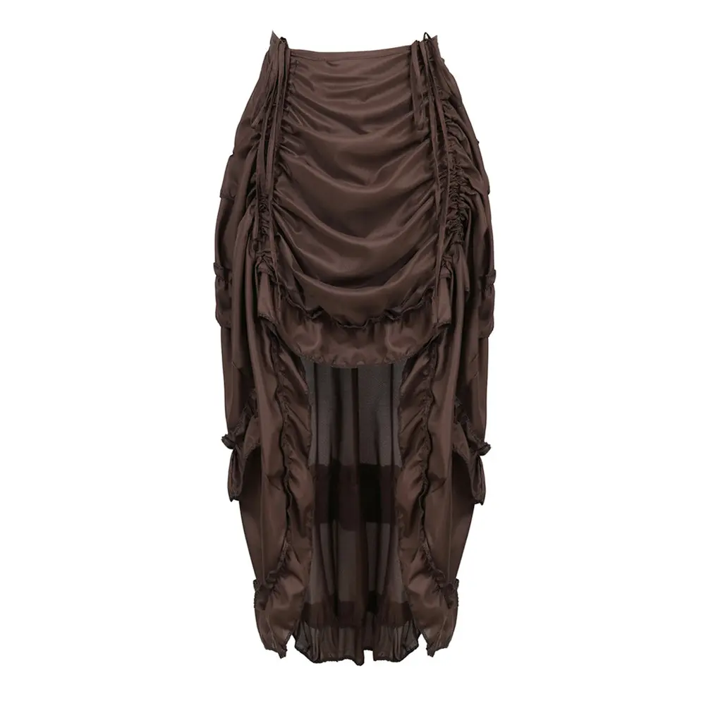 Steampunk Skirt for Women Gothic Victorian High Low Bustle Skirt Renaissance Pirate Costume Drawstring Asymmetrical Ruffle Skirt for Halloween Cosplay Party