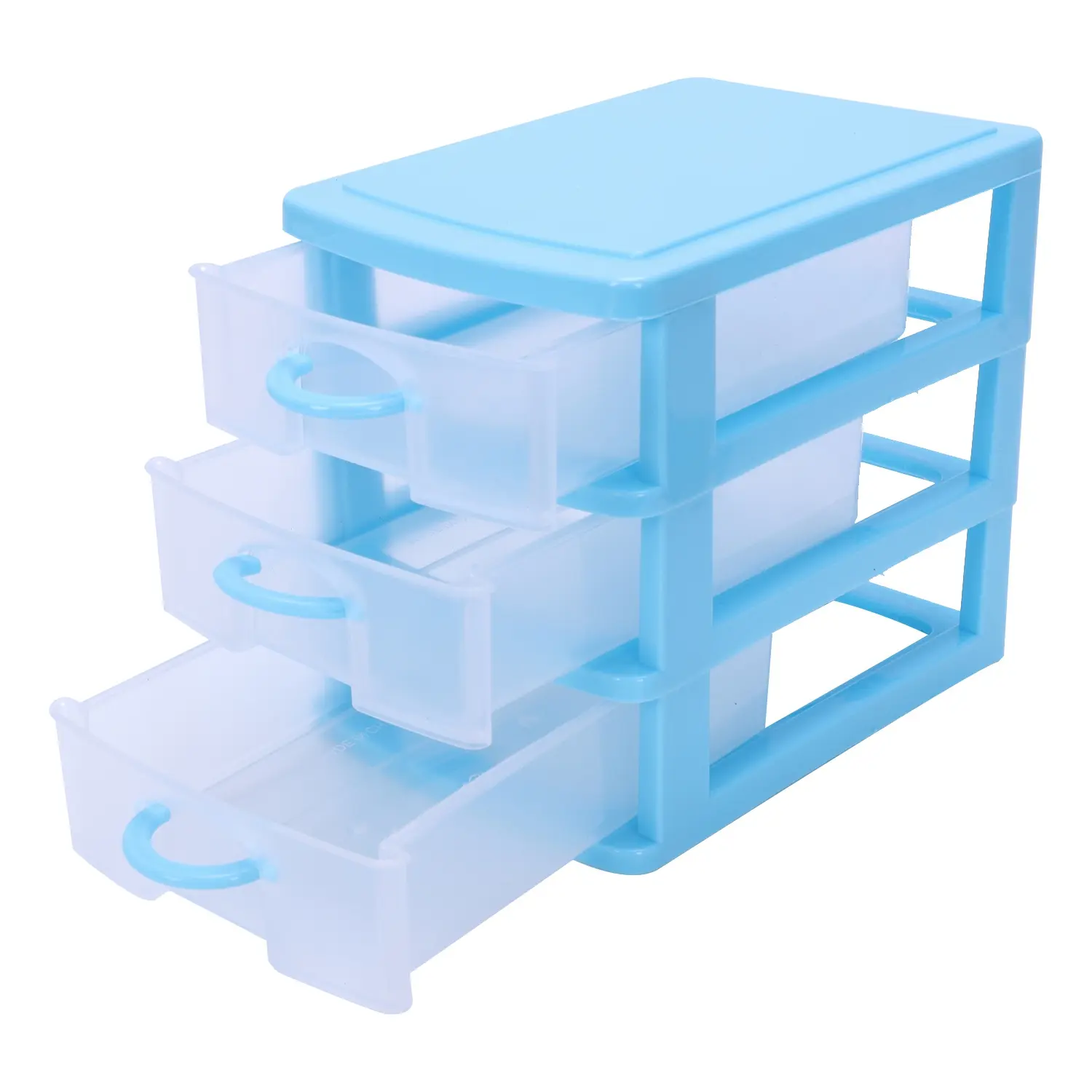 Compact 3-Layer Translucent Blue PP Plastic Mini Drawer Organiser - Drawer Organization Solution for Baby Nursery, Small Items Storage, 3 Layers, Mini Drawer Cabinets