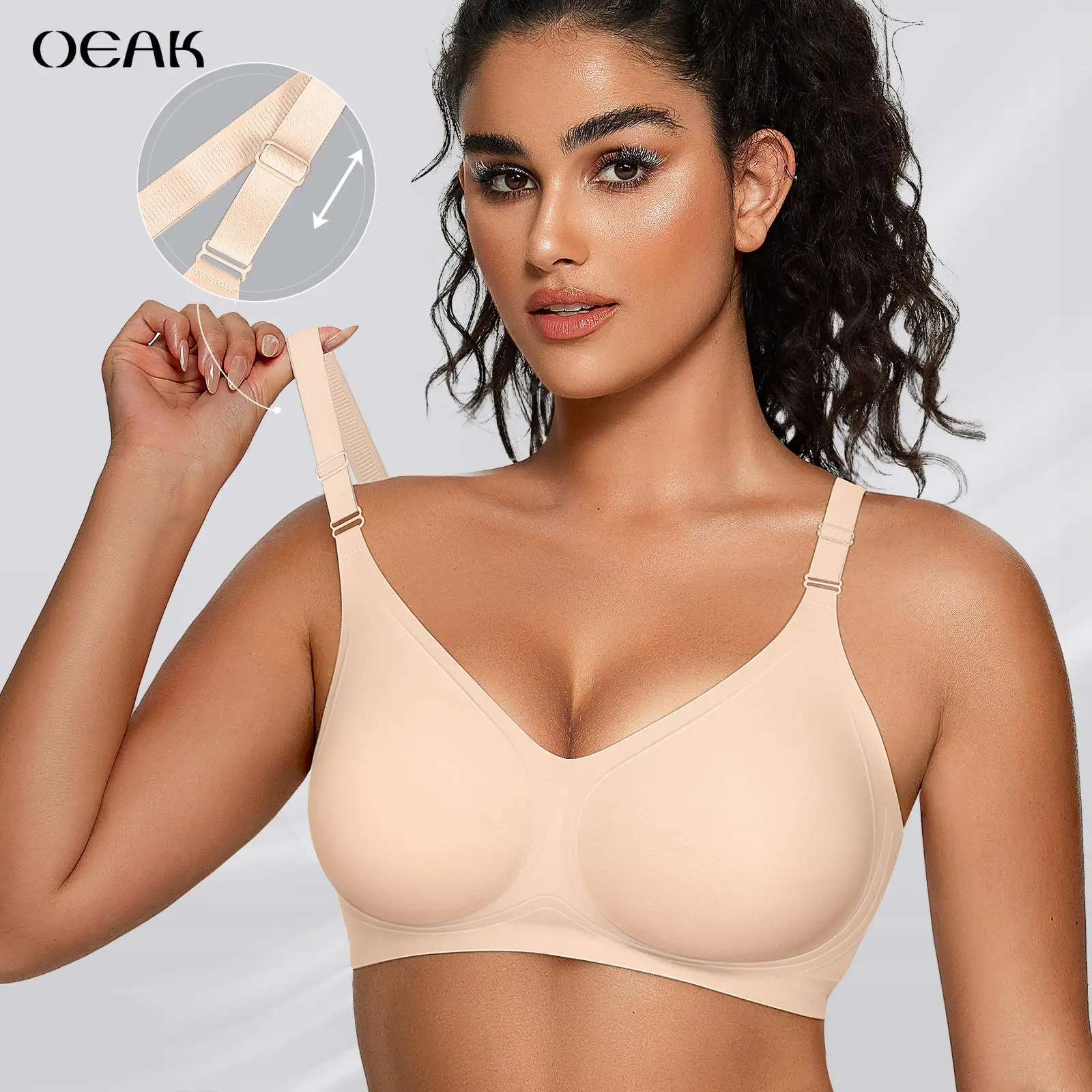 OEAK Seamless Womenswear Bra with Soft Support Wireless Available in Regular and Plus Sizes Bras