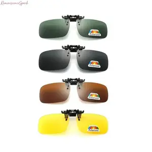 4-Pack Flip-Up Clip-On Polarized Sunglasses Sports Eyewear, Multi-Gray Tint, UV380 Defense, Anti-Glare, Night Vision Support, Easy Prescription Glasses Attachment, Ideal for Driving, Fishing, Men & Women