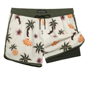 Vintage Dragon Orange 4.5" Swim Trunks - Comfortable Fit, Authentic Design with Classic Dragon Pattern, Elastic Waistband with Drawcord, Pockets Swimming Shorts Men Beach