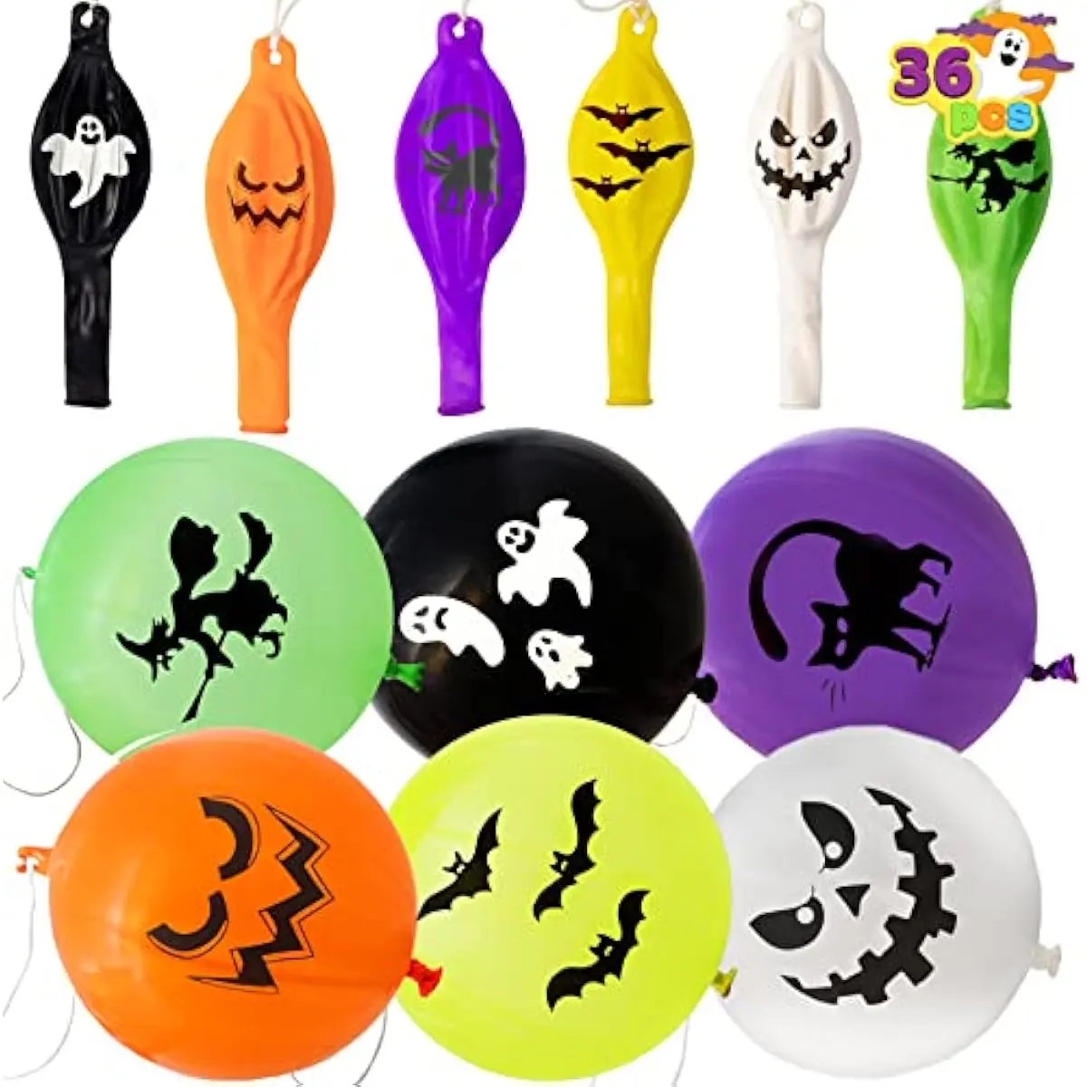 36 Pieces Halloween Punch Balloons for Kids Game Birthday Party Favor Supplies Decorations, Trick or Treat Toys, School Classroom Game Goodie Bags Stuffers