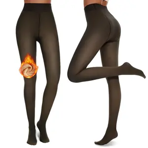 Womenswear Winter Minimalist Tights Black Silk Elastic Leggings Plus Fleece Large Size with Pantyhose Basic Bottoms Wool Curvy High Waist  Leggings Style Elegance