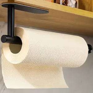 Self-Adhesive Paper Towel Holder Under Cabinet for Kitchen, RV Bathroom Tissue and Towel Holder, Plastic Wrap and Roll Paper Storage Storage Rack, Home Kitchen Bathroom Supplies