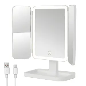 LED Makeup Mirror with Adjustable Brightness & 3 Color Modes – Portable Vanity Mirror for Daily Beauty