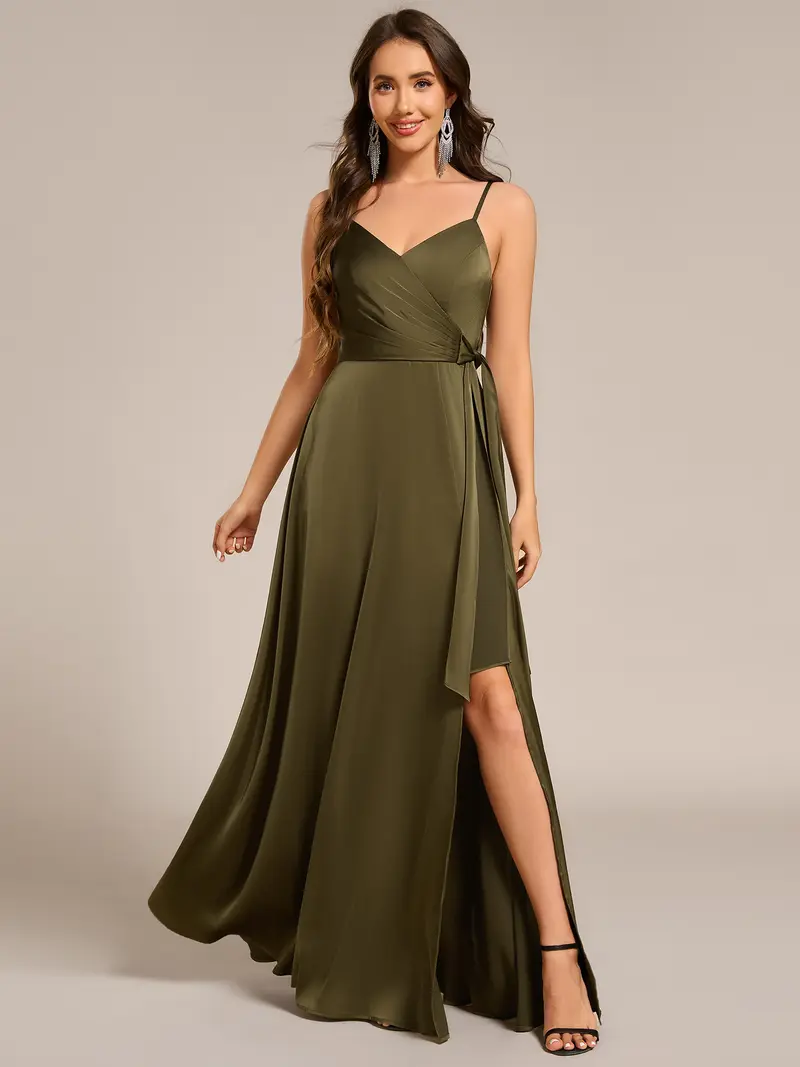 debenhams navy bridesmaid dresses Joy dress in Olive Raw Silk XS main image 0