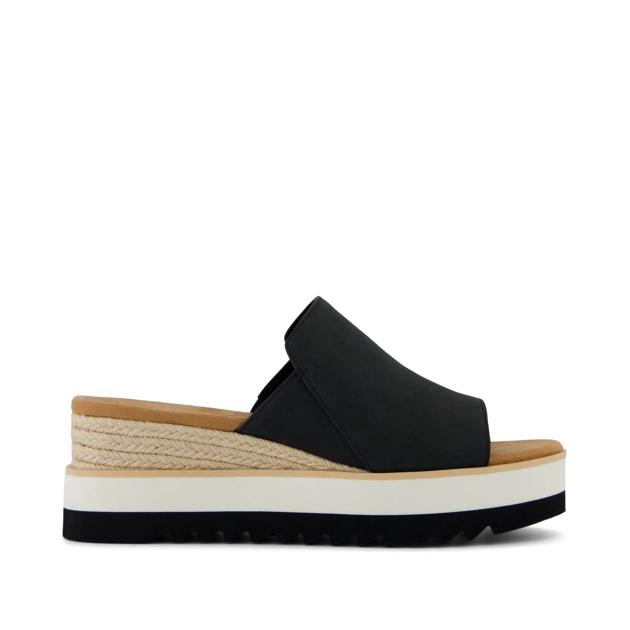 Diana Mule Wedge Sandal Black Leather
