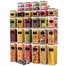AISOON 68-Piece BPA-Free Plastic Kitchen Canisters Set - Silicone-Sealed Stackable Snack Containers, Dustproof Storage Jars, Leak-Proof Transparent Kitchen Supplies with Labels, Spoon, 6 Sizes, Dishwasher-Safe for Storage Organization