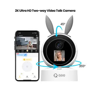 Qsee 4MP Cam, wired Pan Tilt Zoom(PTZ),Indoor Smart Home Wifi Camera with 2-Way Video Talk and Call Button for Pets Baby Monitor App Remote Access Security