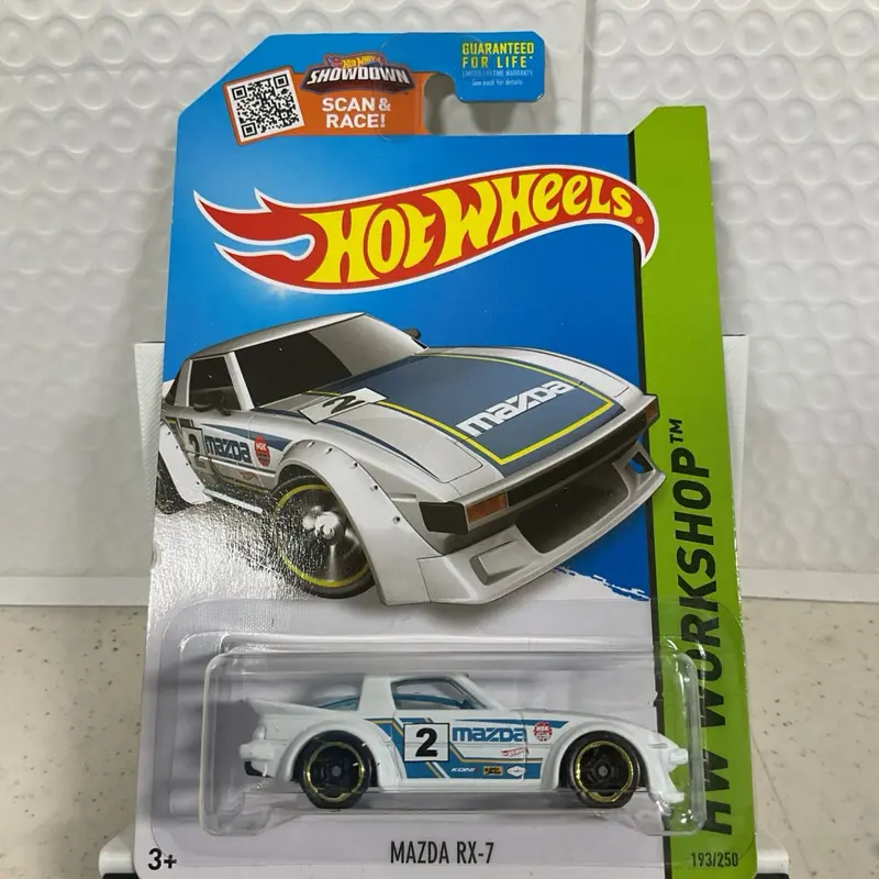 White and Blue Mazda RX-7 Collectible Diecast Car