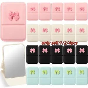 Butterfly Knot Folding Makeup Mirror Set, Portable Desktop Stand, Perfect for Students, Office, Travel, Ideal Gift Choice