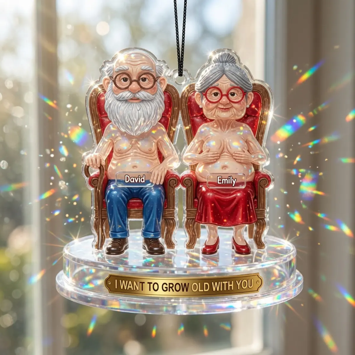 Funny Personalized 50th Anniversary Acrylic Ornament, Golden Wedding Celebration Gift from Grandchildren, Custom Couple Keepsake for Grandma and Grandpa, Meme Family Memory Decor, Acrylic Hanging Ornament, Joke Anniversary Present