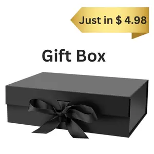 Black Gift Box with Lid and Ribbon, Magnetic Closure for Presents, Weddings, Birthdays, and Special Occasions, 10.5x7.5x3.1 Inches (1-Pack)