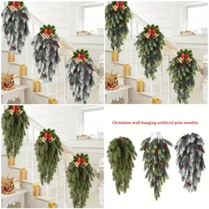 Two large, 30.7-inch artificial Christmas wreaths with pine cones. These durable plastic wreaths are for indoor and outdoor use, year-round, and can be used to decorate doors, walls, fireplaces. come with hooks for easy hanging & requir, Home Ornament