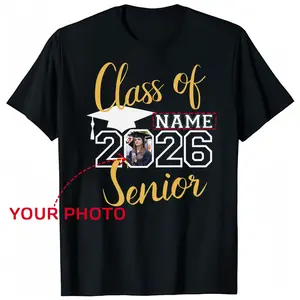 Custom Photo Senior 2026 Graduation Shirts, Class of 2026 Family Graduation T-Shirt, Personalized Senior Graduate Outfits