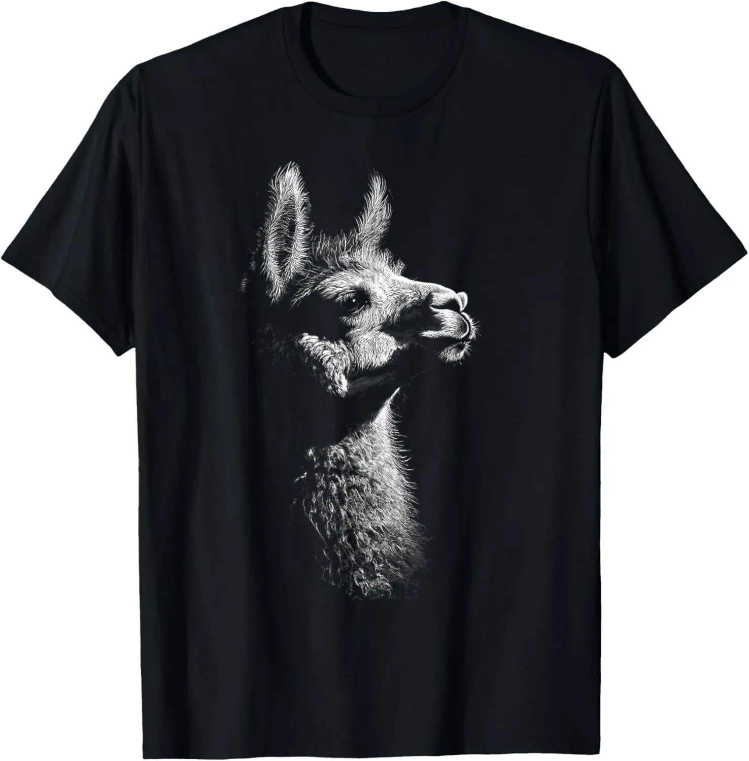 Women's 100% Cotton Round Neck Short-Sleeve Vintage Tshirt - Lady's Everyday Casual Distressed Streetwear Top with Alpaca Animal Graphic Artwork