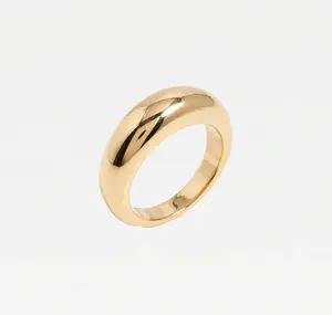 The Thin Dome Ring 18KT Gold Plated Brass 5mm Thickness Elegant Jewelry Piece