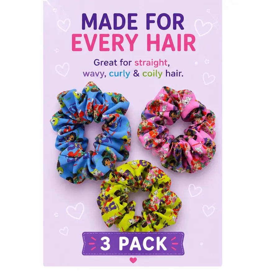 Bonsai Kids Ouchless Scrunchies for Girls, 3 Pack – Soft Gentle Hair Ties for Kids – Ponytail Holders for Straight, Wavy, Curly & Coily Hair – Kids Hair Accessories