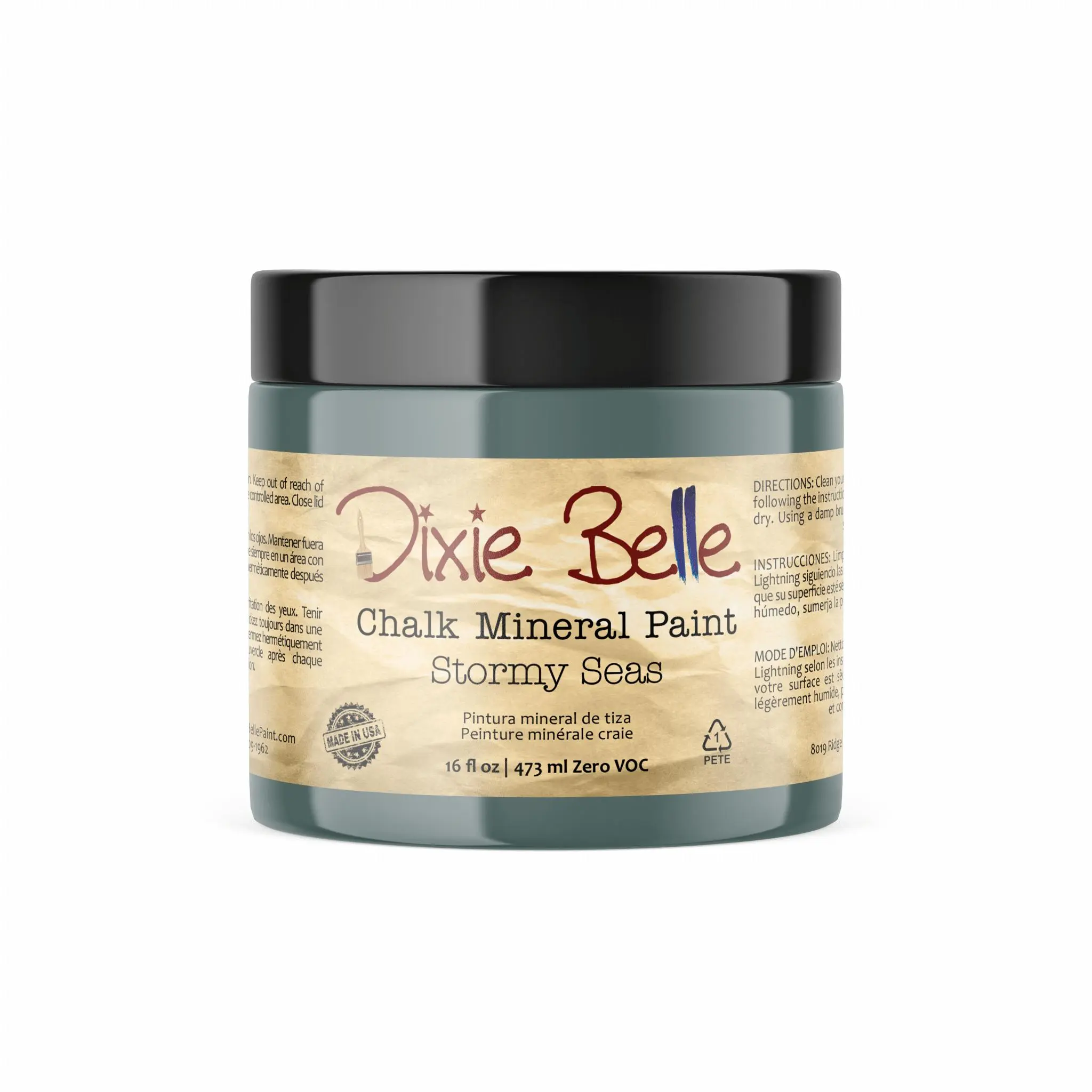 Dixie Belle Paint Company Chalk Finish Furniture Paint | Stormy Seas (16 Fl Oz) | Matte Blue Gray Chic Chalk Mineral Paint | DIY Furniture Paint | Made in the USA