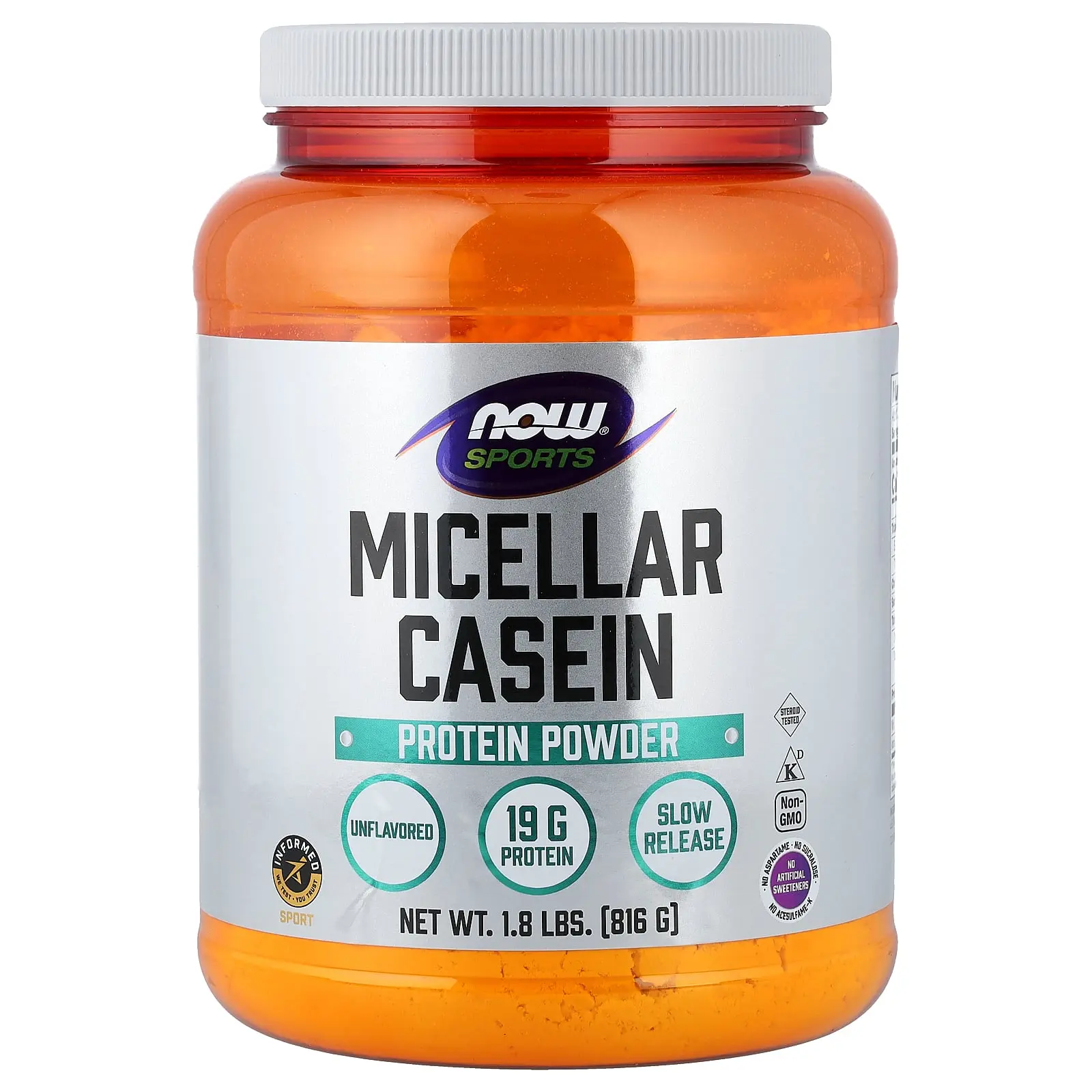 NOW Foods Sports, Micellar Casein Protein Powder, Unflavored, 1.8 lbs (816 g)