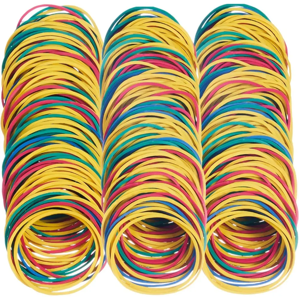 Strong Elastic Multicolor Rubber Bands, 500-Pcs Industrial Home Supplies Package, Size 19# (50mm) for Office Use & Household Needs