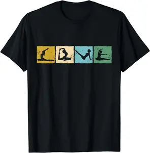 Yoga Poses For Men Women, Yoga Lover, Retro Meditation Summer Shortsleeve Cotton T-Shirt