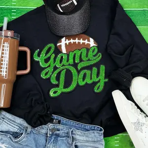 Green Sequin Football Game Day Patch