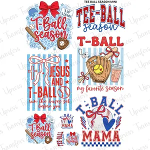 Tee Ball Season Mini DTF Transfer Gang Sheet 24.5" wide x 36" long. Direct To Film Mini Gang Sheet