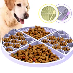 Premium Silicone Licking Mat, Slow Feeder Mat with Scraper for Dogs & Cats with 61 Suction Cups Slow Feeder Anxiety Relief Boredom Reducer Food Grade Thickened Chew-Resistant for Bathing Grooming Training