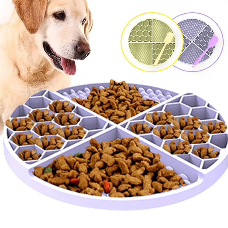 Premium Silicone Licking Mat Slow Feeder Dish for Dogs, Food Grade Thick Chew-Resistant with 61 Suction Cups, Scraper Included, Anxiety & Boredom Relief, Dish-Washer & Freezer Safe, Ideal for Grooming Area (Not Smart Devices), Aids Digestion, Bowl/Dish