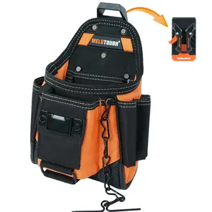 MELOTOUGH Small Electrician Tool Pouch with 9 Pockets & Belt Clip Attachment Durable 1680D Fabric Tradesman Bag for Electricians