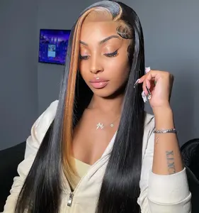 【Wear and Go Glueless】Straight Real Human Hair Pre Cut Pre Plucked Glueless Wig Human Hair With Drawstring No Glue 1B/30 Highlight 5x5 HD Lace Closure Wigs With Natural Hairline 180% Density