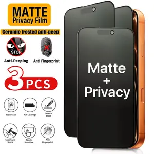 3-Pack Full Screen Matte Privacy Ceramic Soft Film Protector, Compatible with iPhone 17 Pro Max/17e/17 Air/16 Series, Anti-Fingerprint, Non-Glass, Accessories