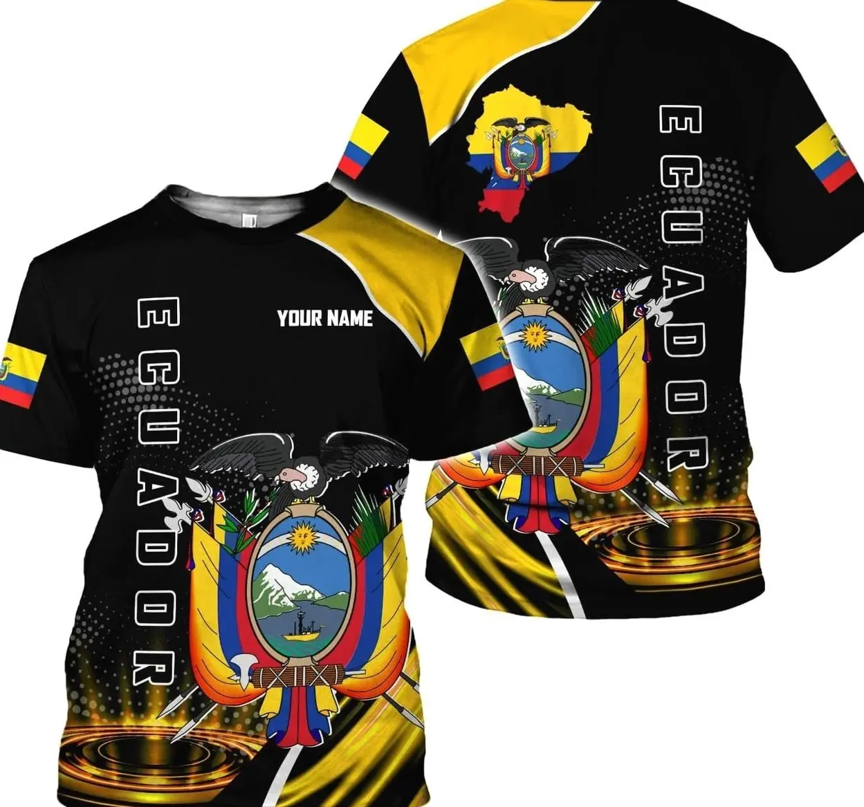 Personalized Name Ecuador Shirt 3D Ecuadorian Flag Pride Gift T-Shirt for Men Women S-5XL Camiseta De Ecuatoriana Mujer Polo Shirt Unisex TRU Premium Quality All-Over Print Apparel - Fabric, Menswear