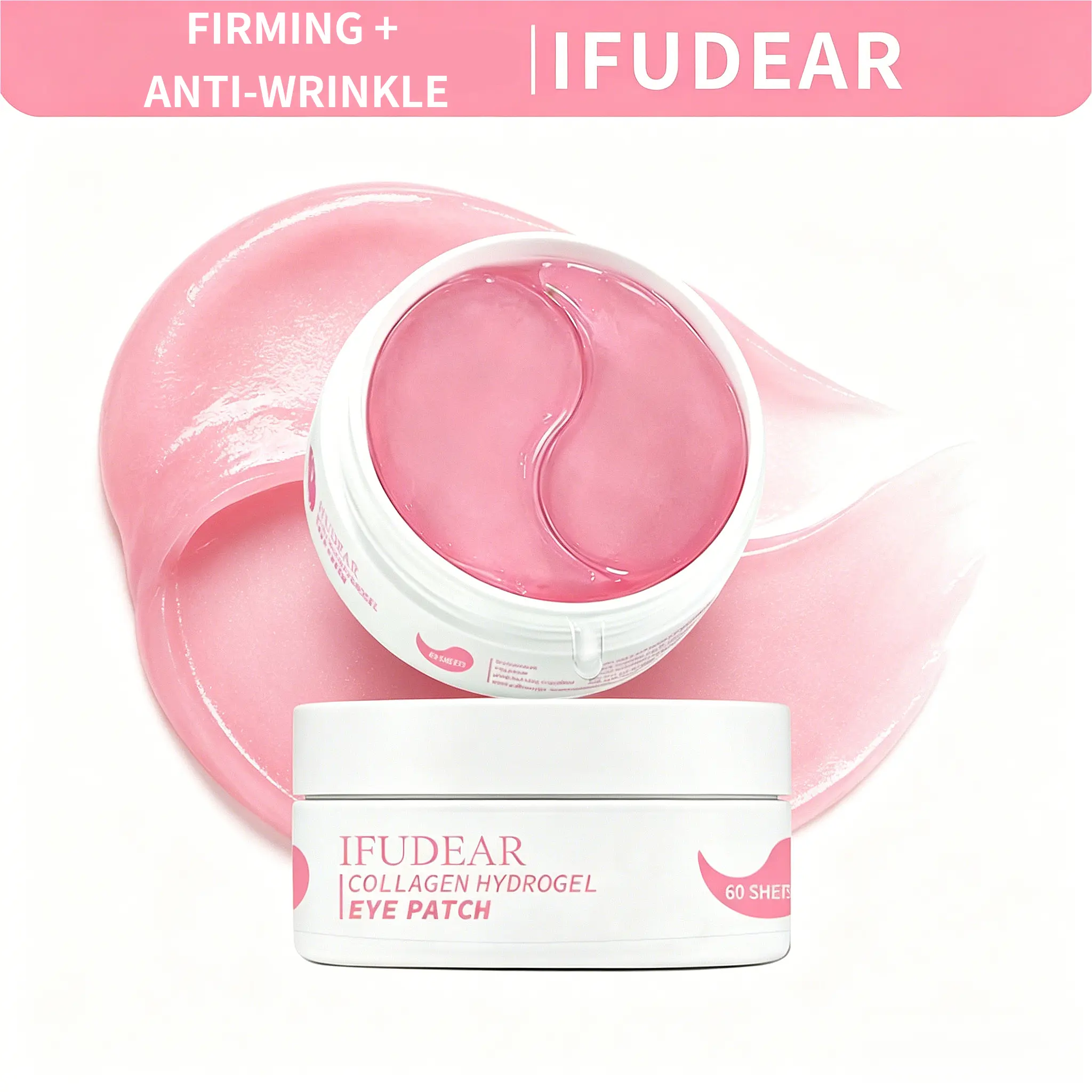 [IFUDEAR Official] Collagen Hydrogel Eye Patches 60Ct | Depuff Under-Eye Bags & Dark Circles in 10 Mins | Anti Aging Firming Fine Lines, Wrinkles | Brightening Under Eye Patches with Collagen, Caffeine, Niacinamide & Glycerin | Glass Skin Korean Skincare