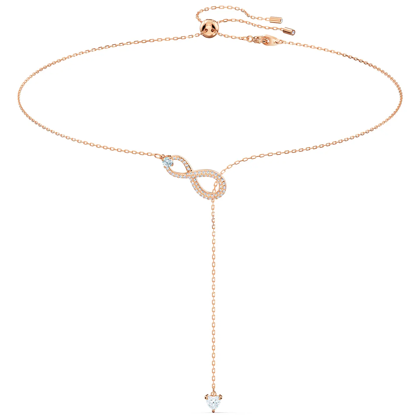 Swarovski Infinity Y Necklace, Rose-Gold Tone Plated with Stud Stones, Chic Everyday Jewelry, Charming Gift for Women, 7.5 cm, Jewelry Silver Necklaces & Pendants, Y Shape, Daily, Chic Silver Necklaces & Pendants