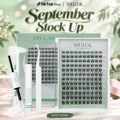 YOULUCK Lash Extension Kit for Beginners - DIY Lash Clusters Kit with Soft Fluffy Volume Lashes, Gentle Long-Lasting Glue, Remover & Precision Tweezer for Eyes, Easy At-Home Daily Elegance,familyfun