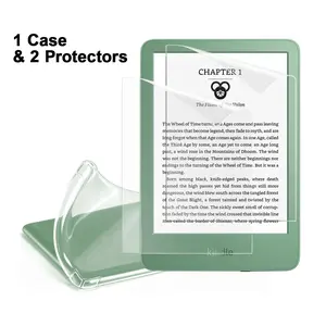 1 Case 2 Protectors for Kindle Paperwhite 11th Gen 2021 Case, Drop Proof Full Coverage Transparent Clear Shell, Silicon Soft Protective Cover for Kindle 2020 Release