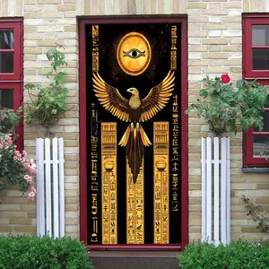 2pcs Ancient Egyptian Style Horus Eye Golden Winged Eagle Wall Sticker Creative Home Decoration for Living Room Bedroom Removable Self Adhesive Wallpaper Mural Collage Self-Adhesive Door Sticker