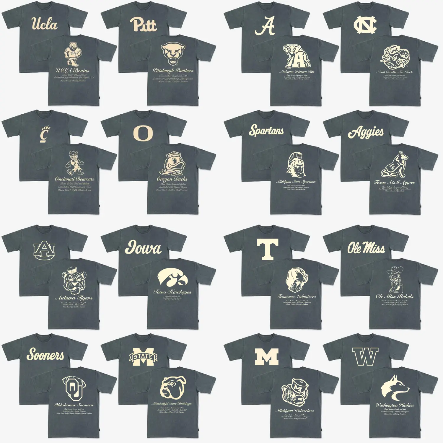 Vintage College Football Homecourt Classic Sport T-shirt for Men Women Cotton Graphic Tee Crew Neck T Shirt Fan Gift All Teams Design, Vintage school logo