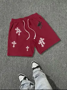 Men's Fashion Fitted Casual Shorts, Cross Print Design, Perfect Match for Various, Ideal Gift for Family and Friends