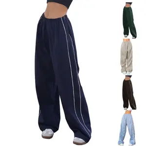Women's Parachute Wideleg Pants Baggy Y2K Elastic Waist Wide Leg Track Pants Trousers Casual