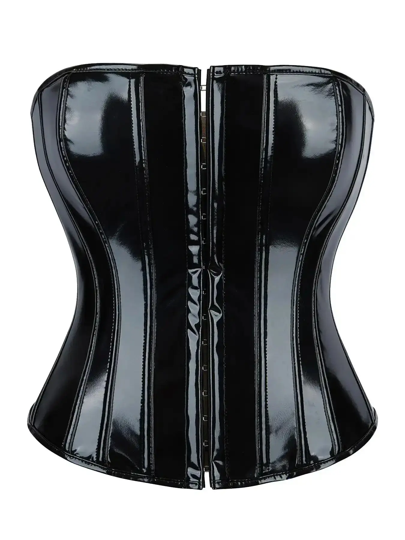Women's Solid Color Pu Leather Tube Corset Structure Complete Look, Fashionable Hook & Eye Closure Top, Tummy Control Shaper for Women, Bustier, Shapewear, Premium Quality, Midriff Style, Go To Style