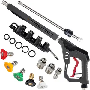 Washer  with Swivel, with Replacement Wand Extension, with M22 14mm & 15mm Fitting, 3/8" Quick Connect Plug, 5 Nozzle Tips with Nozzle Holder, 5000PSI, 41 Inch, Stainless Steel
