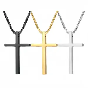 Stainless Steel Unisex Cross Necklace for Men and Women 2.5mm Rope Chain 18-26 Inches Hypoallergenic Comfortable Gift for Him