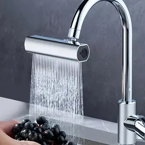 4-In-1 Anti-Splash Waterfall Kitchen Faucet, Adjustable Spray Modes, Durable Plastic Sprayer, Chrome Finish, Modern Design, Faucet Sprayer Attachment
