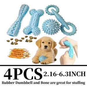 4 Pack Puppy Chew Toys for Teething, Interactive Blue Small Dog Enrichment Toys for Small Medium Dogs Soft Rubber Puppy Teething Toys Dog Toy Pack for Small Puppies Sports & Outdoor