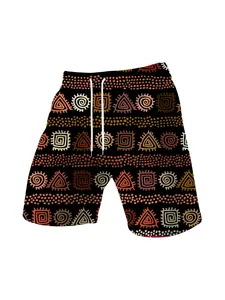 Africa Mudcloth Geometric Print Shorts, Summer Loose Drawstring Beach Pants, Fashion Comfort Design, Ideal Gift Choice