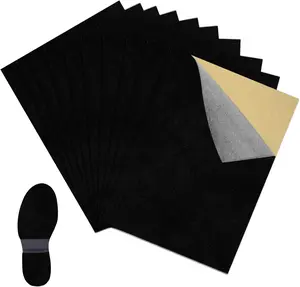 10 Pcs Stick-on Faux Suede Soles for Dance Shoes, 11.8”x8.3” Black Suede Sheets，Friction-reducing to Easy Rotation and Sliding on Indoor Floors