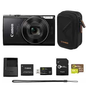 Canon PowerShot ELPH 360 HS Digital Camera Bundle with 64GB microSD Card, SD Adapter, USB Card Reader, Slinger Hardshell Camera Case, Battery & Charger